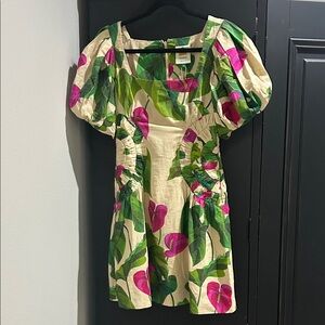 Sand Anthurium Leaves Lenzing™ Ecovero™ Euroflax™ Mini Dress